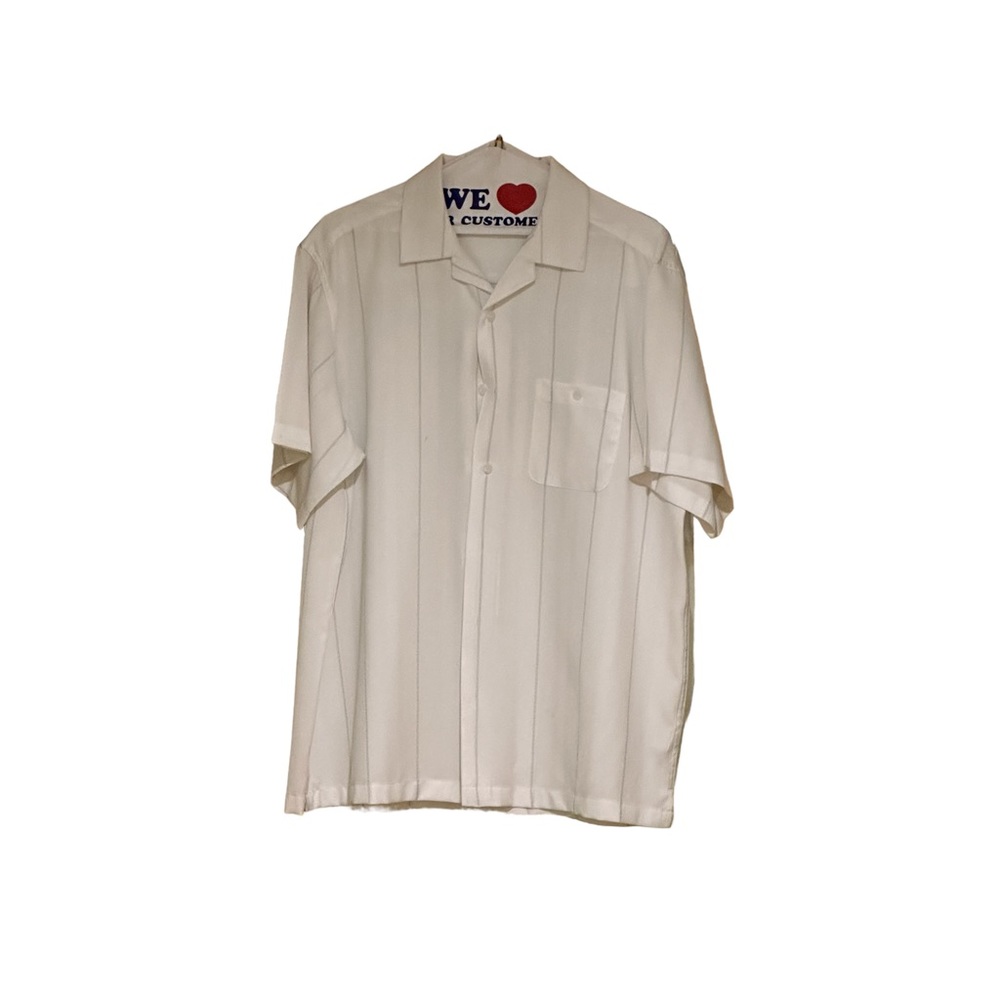 Haggar Men’s Button-down White Polyester Dress Shirt, short-sleeved, XL